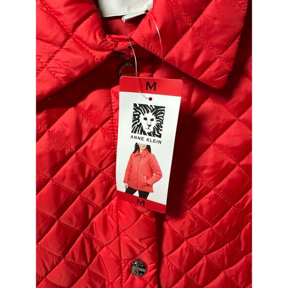 New NWT Ann Klein Women M Medium Red Lightweight Puffer jacket coat - Picture 4 of 10
